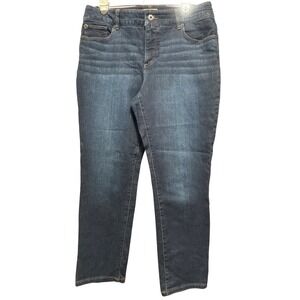 Chicos So Slimming Platinum Jeans Womens 1.5(10) Dark Indigo Straight Leg